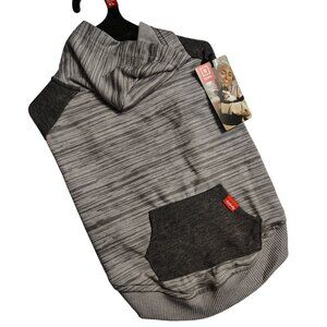 Reddy Cat L/XL Pet Hoodie Gray and Charcoal Striped Design